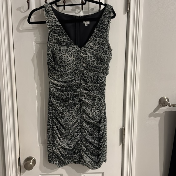 Caché Vintage Gray & Black Mesh Leopard Print Dress - Picture 2 of 11